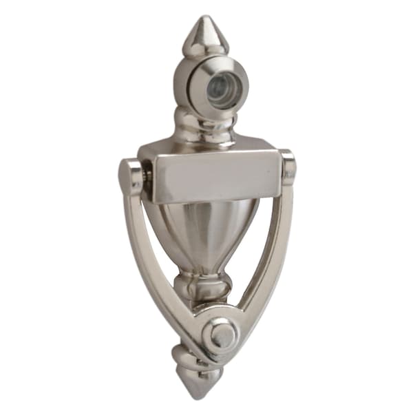 Pamex 4in High Door Knocker with 160 Degree UL Viewer Satin Nickel Finish DD01K160ULSN - main